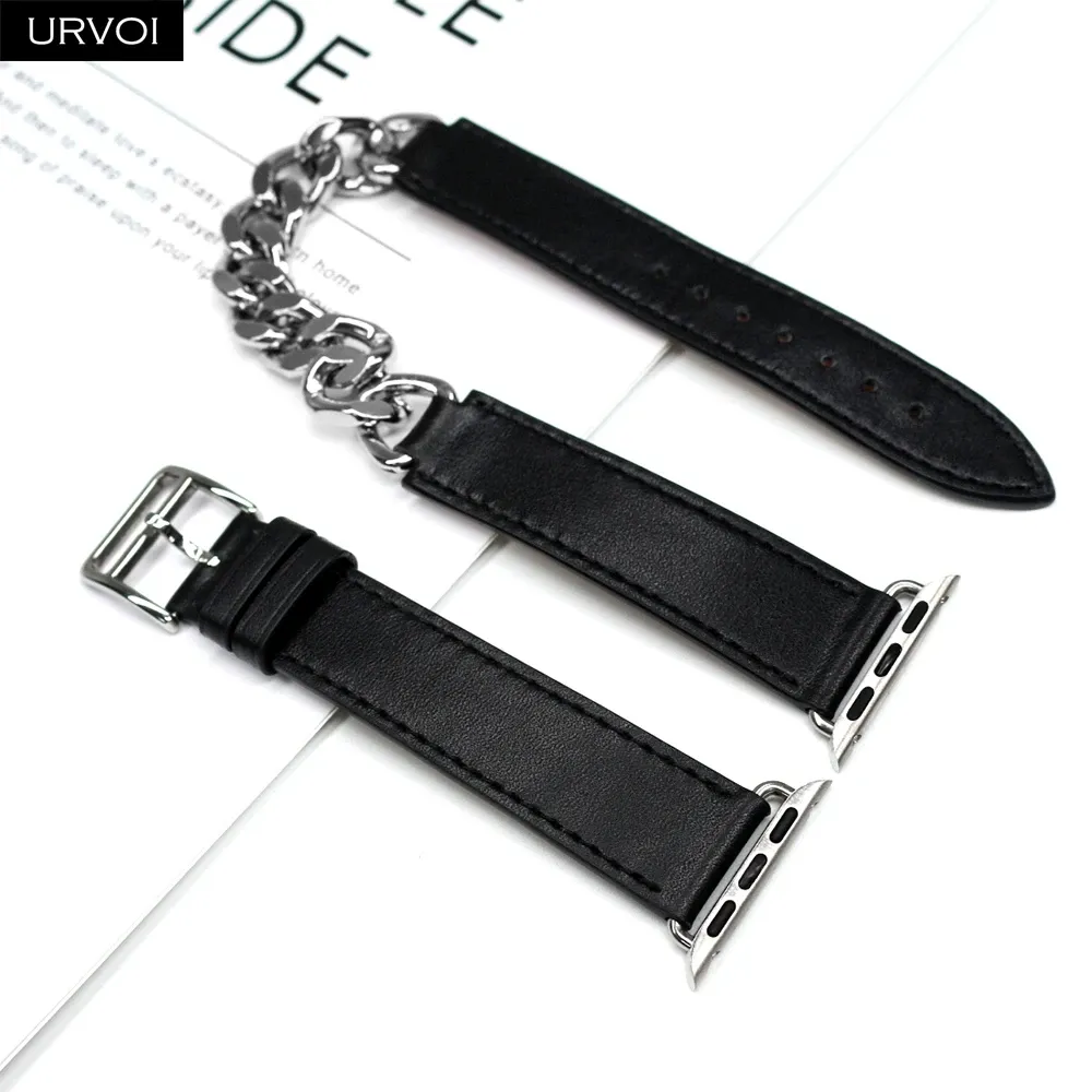 Bracelet cuir métal double tour 38 à 49 mm Apple Watch