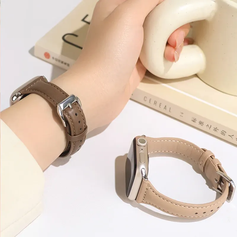 Bracelet cuir mince pour Apple Watch 38 à 49 mm