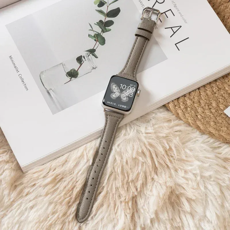 Bracelet cuir mince pour Apple Watch 38 à 49 mm
