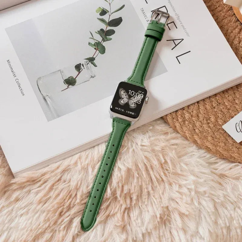 Bracelet cuir mince pour Apple Watch 38 à 49 mm