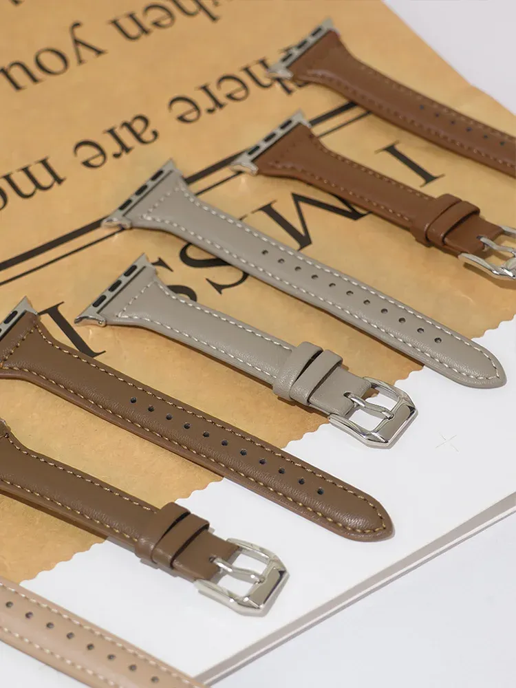 Bracelet cuir mince pour Apple Watch 38 à 49 mm