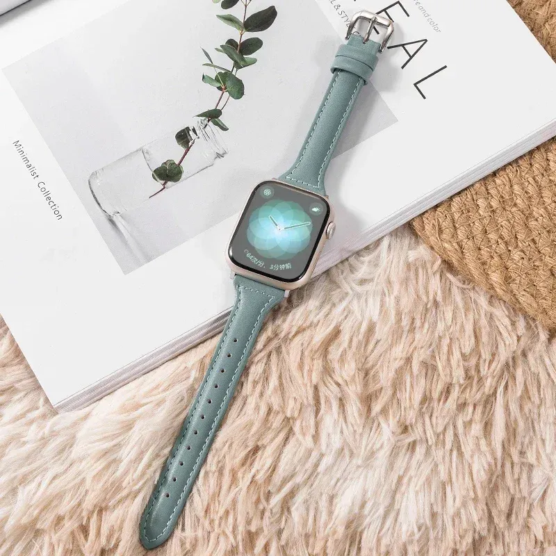 Bracelet cuir mince pour Apple Watch 38 à 49 mm