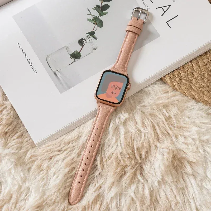 Bracelet cuir mince pour Apple Watch 38 à 49 mm