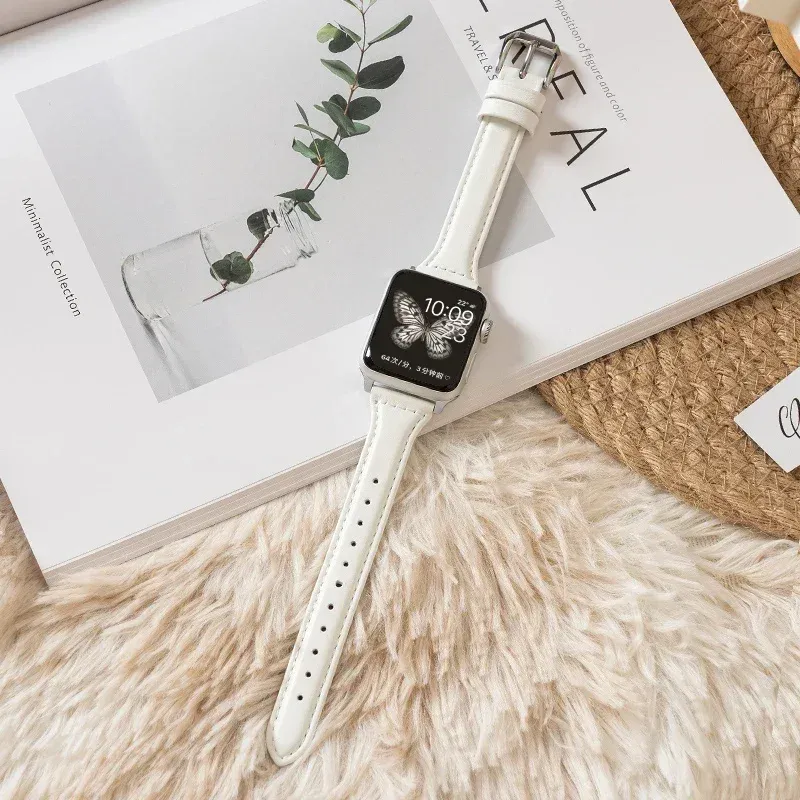 Bracelet cuir mince pour Apple Watch 38 à 49 mm