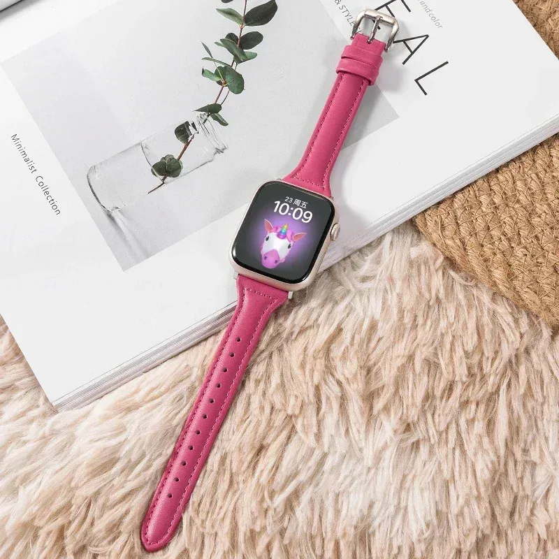 Bracelet cuir mince pour Apple Watch 38 à 49 mm