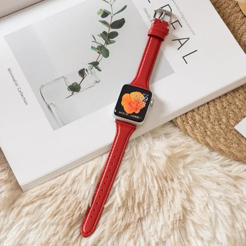 Bracelet cuir mince pour Apple Watch 38 à 49 mm