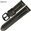 Bracelet cuir mode 18 à 24 mm – Couleur du bracelet Noir clair B