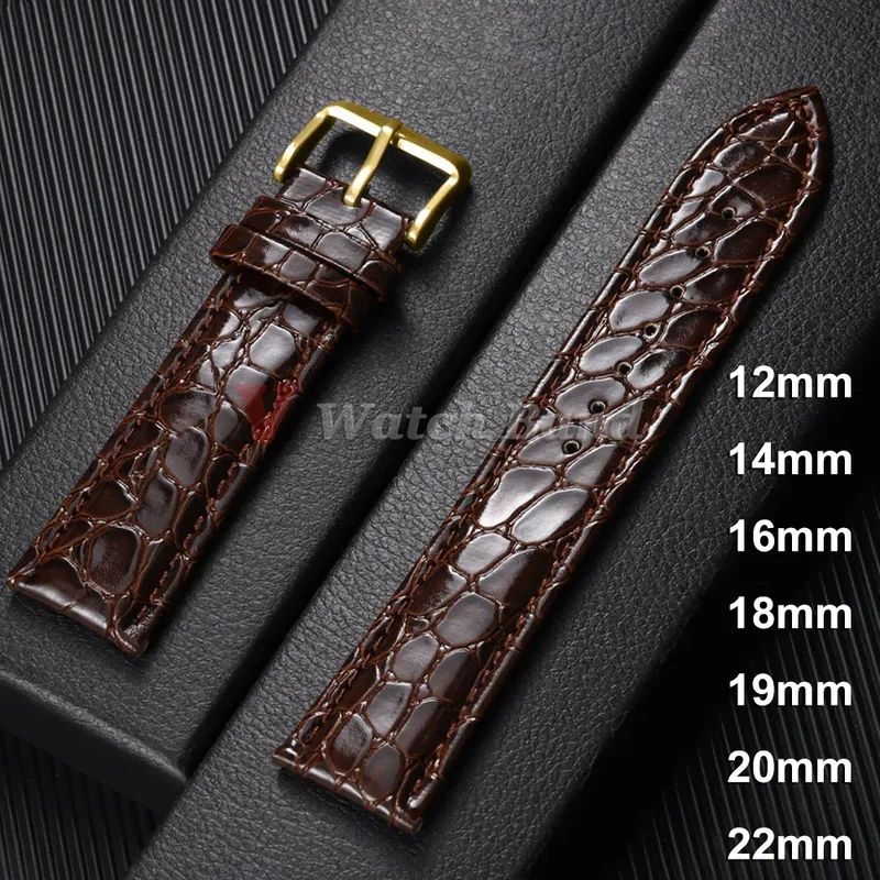 Bracelet cuir motif crocodile 12 à 22 mm décontracté