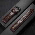Bracelet cuir motif crocodile 12 à 22 mm décontracté – Couleur du bracelet Brown-Black