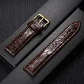 Bracelet cuir motif crocodile 12 à 22 mm décontracté – Couleur du bracelet Brown-Gold