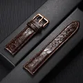 Bracelet cuir motif crocodile 12 à 22 mm décontracté – Couleur du bracelet Brown-RoseGold