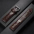Bracelet cuir motif crocodile 12 à 22 mm décontracté – Couleur du bracelet Brown-Silver