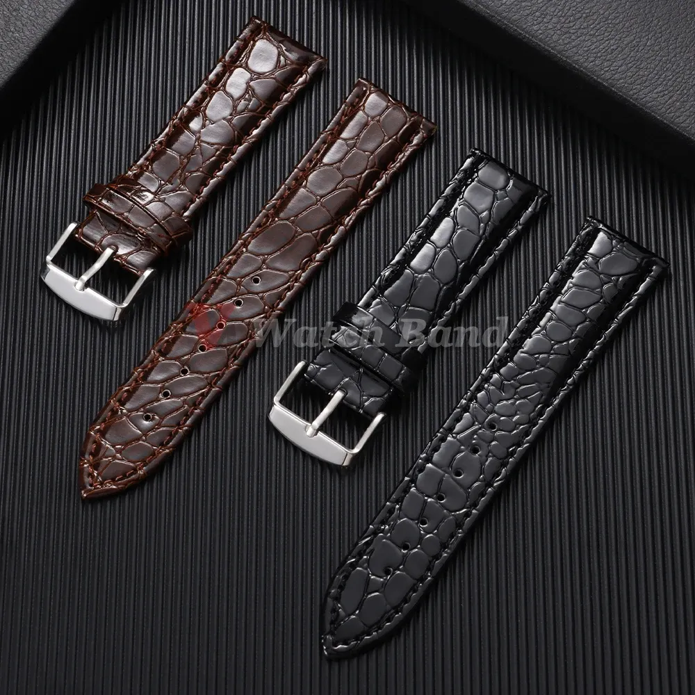Bracelet cuir motif crocodile 12 à 22 mm décontracté