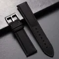 Bracelet cuir nylon pour montre 22 à 24 mm – Couleur du bracelet Black-Black
