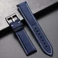 Bracelet cuir nylon pour montre 22 à 24 mm – Couleur du bracelet Blue-White
