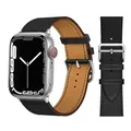 Bracelet cuir pour Apple Watch 38 à 49 mm – Couleur du bracelet Black Silver 18