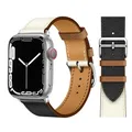 Bracelet cuir pour Apple Watch 38 à 49 mm – Couleur du bracelet Black white 06