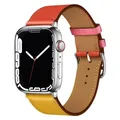 Bracelet cuir pour Apple Watch 38 à 49 mm – Couleur du bracelet Orange Y  1