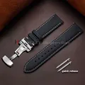 Bracelet cuir pour montre 14 à 24 mm – Couleur du bracelet Black-Silver