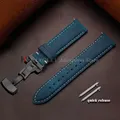 Bracelet cuir pour montre 14 à 24 mm – Couleur du bracelet Blue-Black
