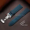 Bracelet cuir pour montre 14 à 24 mm – Couleur du bracelet Blue-Silver