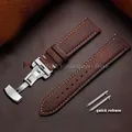 Bracelet cuir pour montre 14 à 24 mm – Couleur du bracelet Dark Brown-Silver