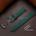 Bracelet cuir pour montre 14 à 24 mm – Couleur du bracelet Green-Black