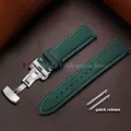 Bracelet cuir pour montre 14 à 24 mm – Couleur du bracelet Green-Silver