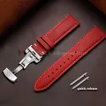 Bracelet cuir pour montre 14 à 24 mm – Couleur du bracelet Red-Silver