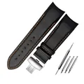 Bracelet cuir pour montre 20 à 24 mm – Couleur du bracelet Black orange Silver