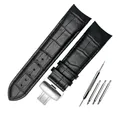 Bracelet cuir pour montre 20 à 24 mm – Couleur du bracelet Black Silver