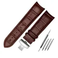 Bracelet cuir pour montre 20 à 24 mm – Couleur du bracelet Brown Silver