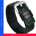 Bracelet cuir pour montre 24 mm – Band Color Black Green Silver