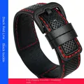 Bracelet cuir pour montre 24 mm – Band Color Black red black