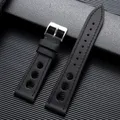 Bracelet cuir respirant pour montre 18 à 24 mm – Couleur du bracelet Black