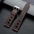Bracelet cuir respirant pour montre 18 à 24 mm – Couleur du bracelet Dark Brown
