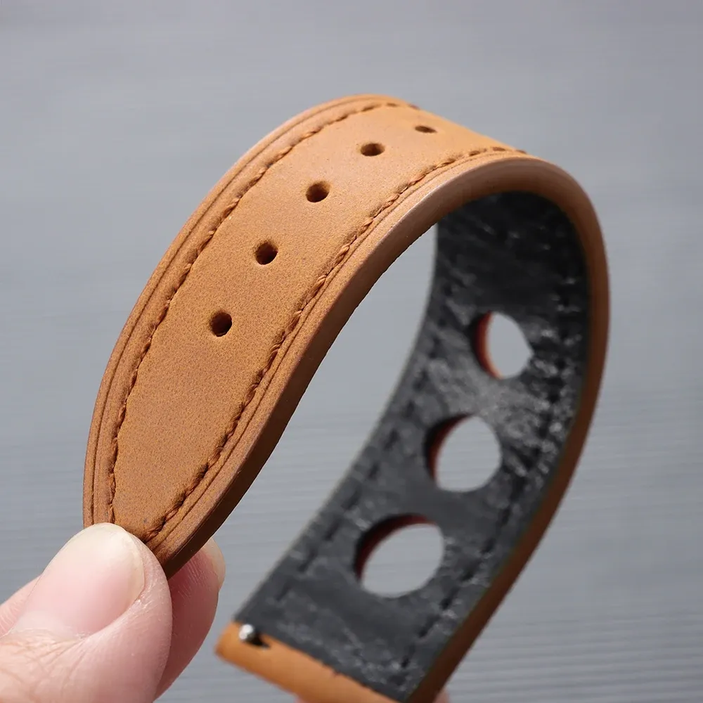 Bracelet cuir respirant pour montre 18 à 24 mm