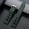 Bracelet cuir respirant pour montre 18 à 24 mm – Couleur du bracelet Green