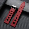 Bracelet cuir respirant pour montre 18 à 24 mm – Couleur du bracelet Red