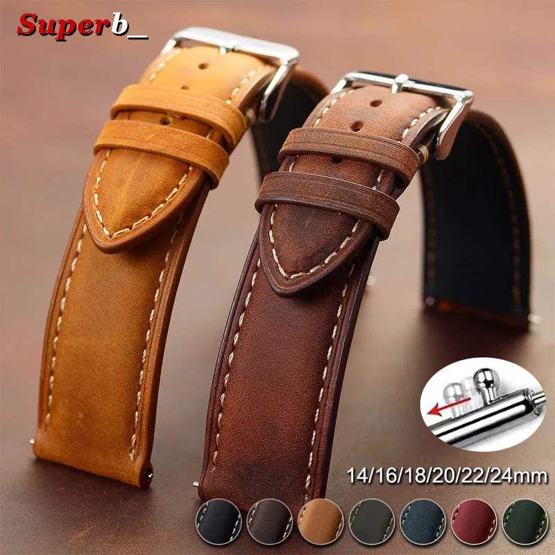 Bracelet cuir rétro 14 à 24 mm pour Samsung Galaxy Watch