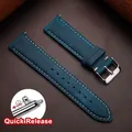 Bracelet cuir rétro 14 à 24 mm pour Samsung Galaxy Watch – Couleur du bracelet Bleu