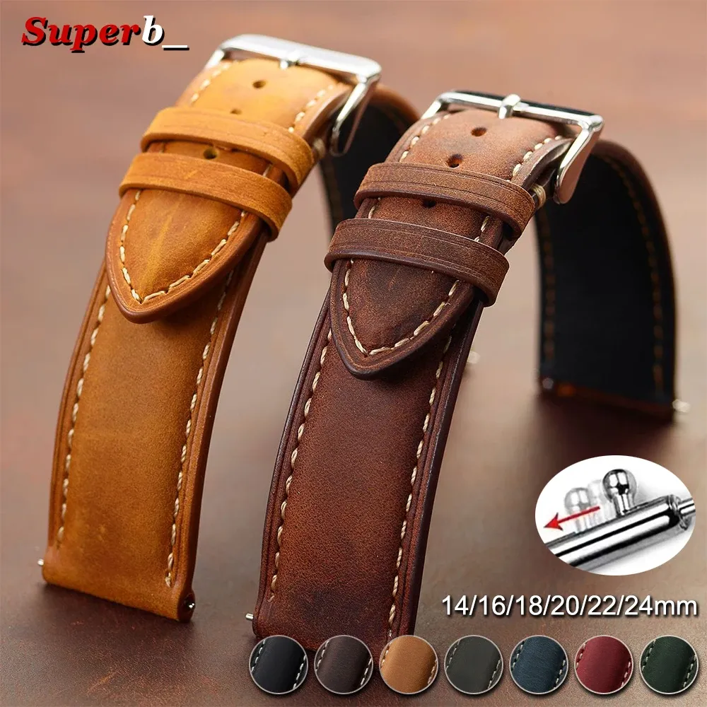 Bracelet cuir rétro 14 à 24 mm pour Samsung Galaxy Watch