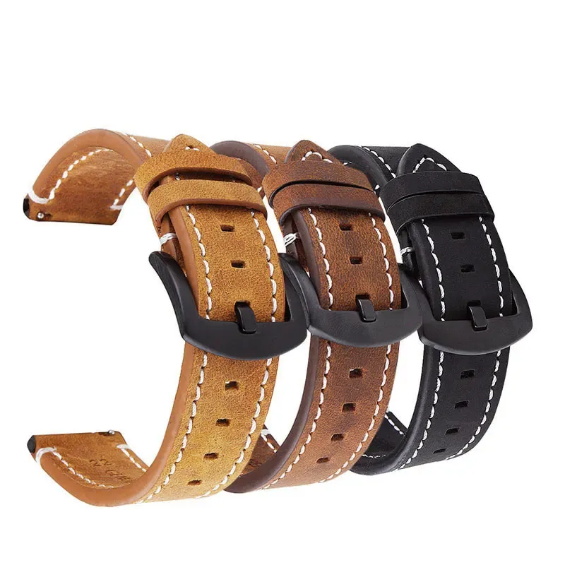 Bracelet cuir rétro haut de gamme 18 à 24 mm