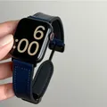 Bracelet cuir silicone magnétique pour Apple Watch 38 à 49 mm – Couleur du bracelet Bleu