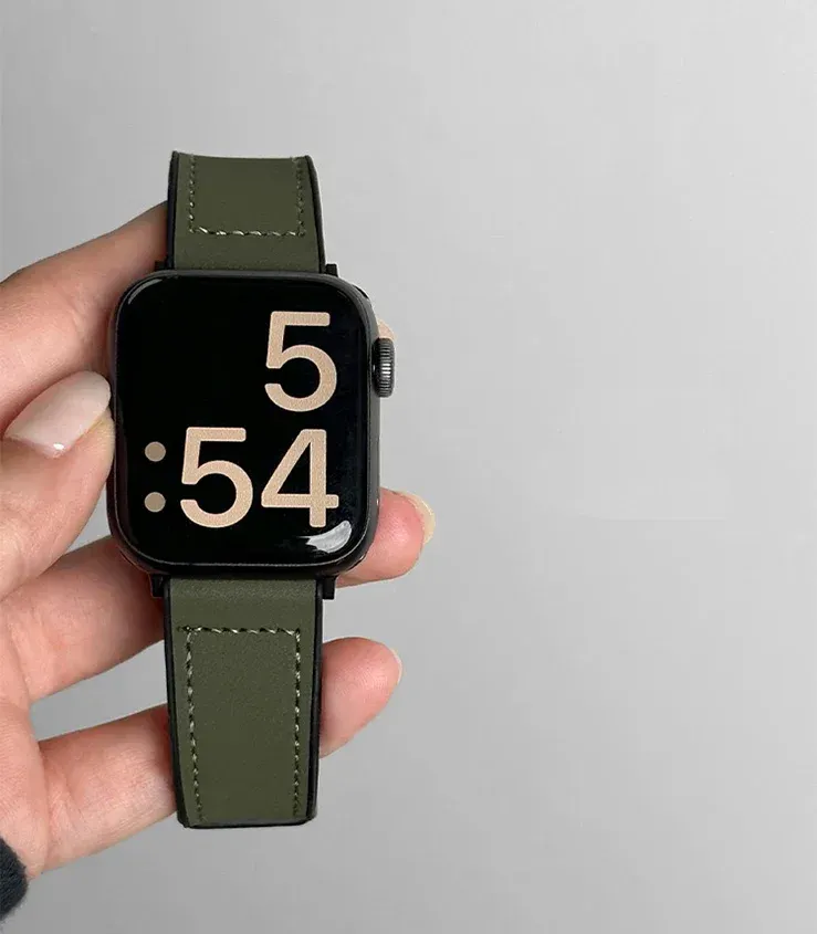 Bracelet cuir silicone magnétique pour Apple Watch 38 à 49 mm