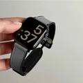 Bracelet cuir silicone magnétique pour Apple Watch 38 à 49 mm – Couleur du bracelet GRIS