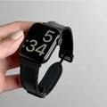 Bracelet cuir silicone magnétique pour Apple Watch 38 à 49 mm – Couleur du bracelet noir