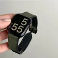 Bracelet cuir silicone magnétique pour Apple Watch 38 à 49 mm – Couleur du bracelet vert