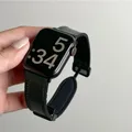 Bracelet cuir silicone magnétique pour Apple Watch 38 à 49 mm – Couleur du bracelet Vert armée