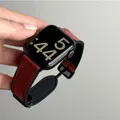 Bracelet cuir silicone magnétique pour Apple Watch 38 à 49 mm – Couleur du bracelet Wine red